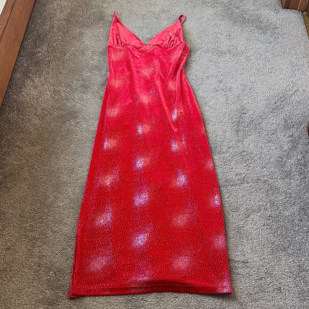 Vintage Frederick’s of Hollywood Red Velour Maxi Dress SIZE 14